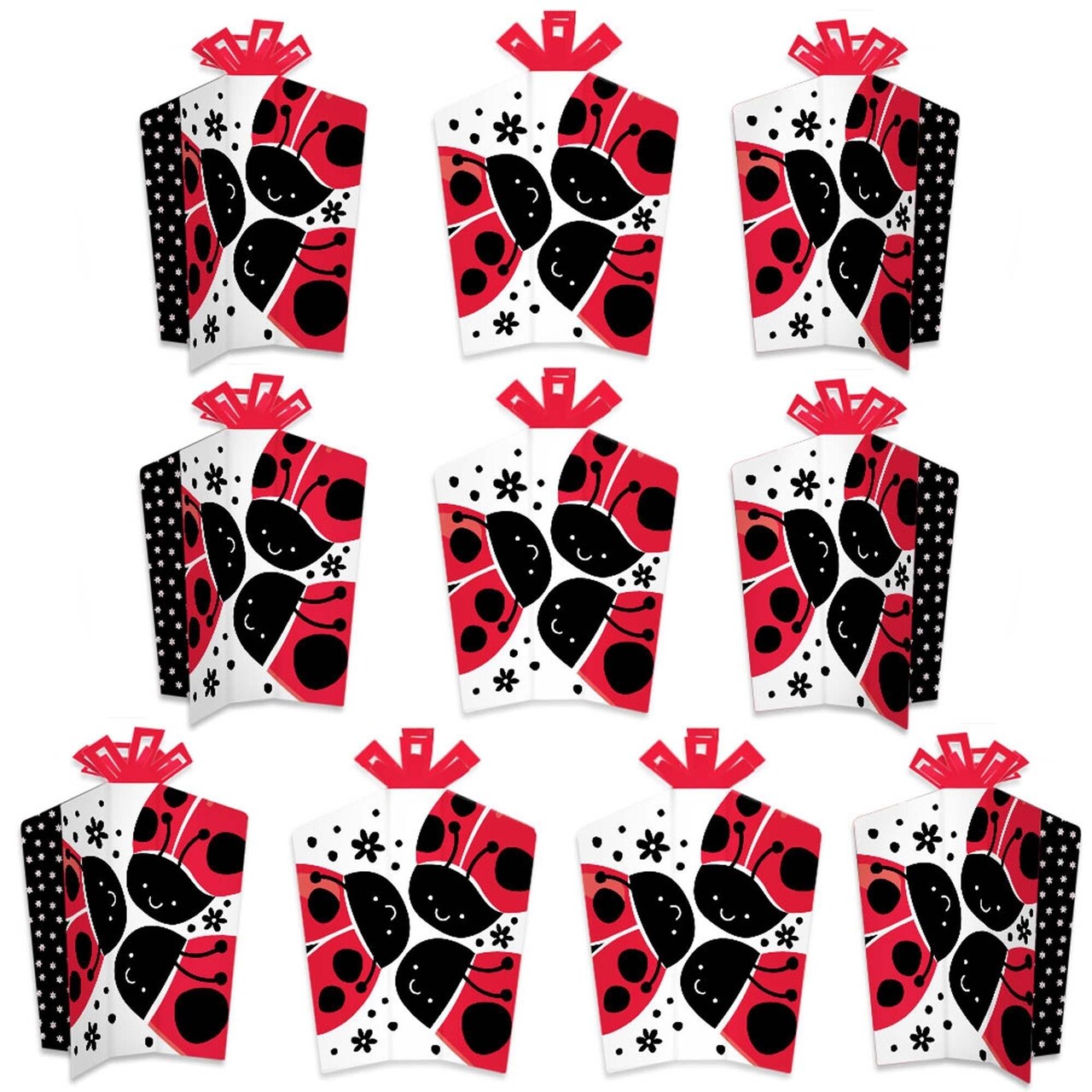 Big Dot of Happiness Happy Little Ladybug - Table Decorations - Baby Shower or Birthday Party Fold and Flare Centerpieces - 10 Count